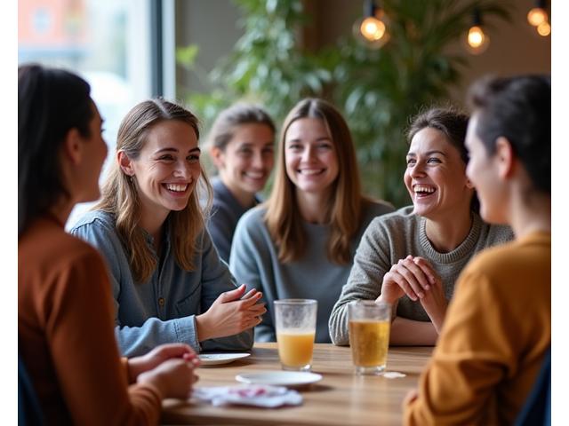 Illustration d'un groupe de personnes engageant une conversation animée et amicale.